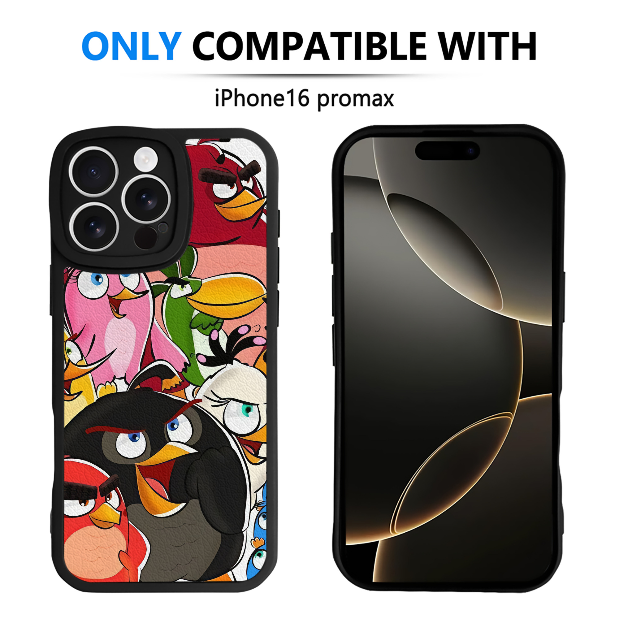 （画像用） Angry Birds アングリーバード 【iPhone 16シリーズ対応】シリコンスマホケース（レザー調） 材質：シリコン